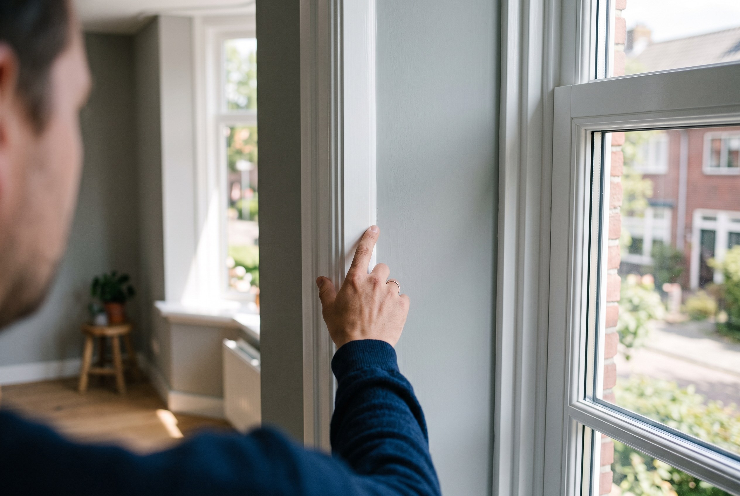 Vakman loopt bij de oplevering samen met de klant het werk na