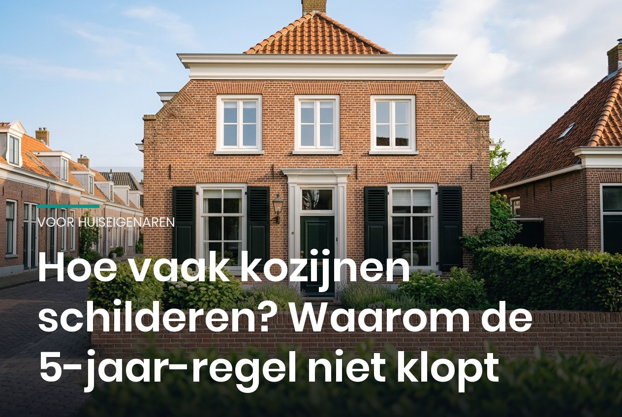 Houten kozijnen van een Nederlandse woning met vers schilderwerk