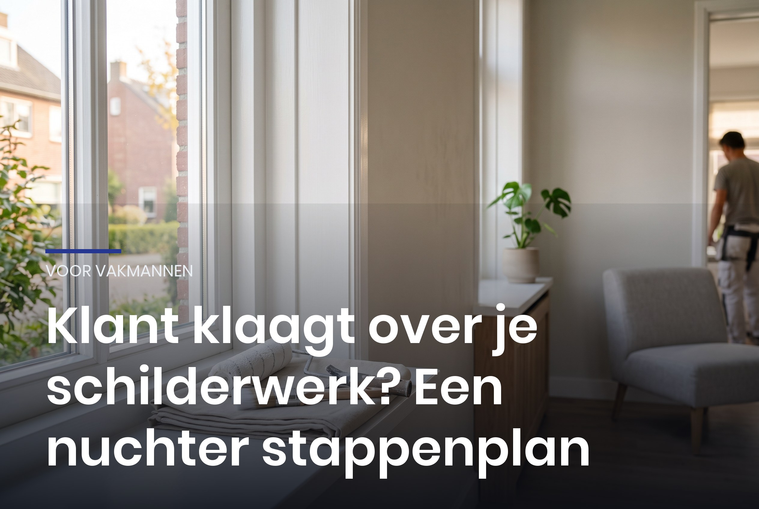 Vers geschilderd wit kozijn en muur in een Nederlandse woonkamer bij daglicht